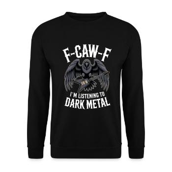 F-Caw-F Rabenriff Dunkelmetall Tee - Unisex Pullover - Schwarz - Vorne - Alina (178cm) & Michal (187cm)