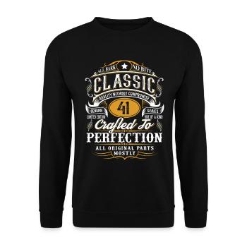 41. Geburtstag - Unisex Pullover - Schwarz - Vorne - Alina (178cm) & Michal (187cm)