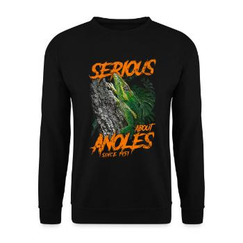 Ernsthaft über den kubanischen Ritter Anolis seit 1951 - Unisex Pullover - Schwarz - Vorne - Alina (178cm) & Michal (187cm)