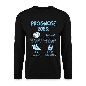Bald Mama PROGNOSE 2026 SCHMUTZIGE WINDELN - Unisex Pullover - Schwarz - Vorne - Alina (178cm) & Michal (187cm)