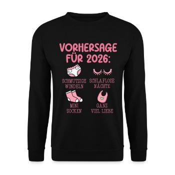Expectant Mother 2026 PREDICTION Funny - Unisex Sweatshirt - black - Front - Alina (178cm) & Michal (187cm)