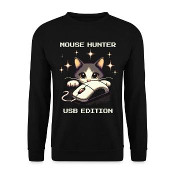 Mouse Hunter USB Edition | Cat Gaming Humor - Unisex Sweatshirt - black - Front - Alina (178cm) & Michal (187cm)