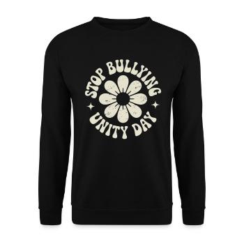 Gegen Mobbing Harmonie Zusammenhalt Botschaft - Unisex Pullover - Schwarz - Vorne - Alina (178cm) & Michal (187cm)