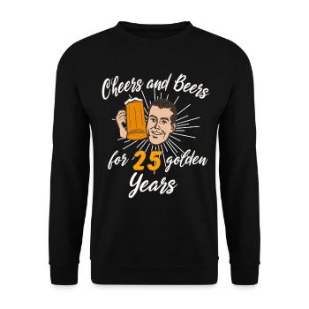Cheers and Beer for 25 golden Years - Unisex Pullover - Schwarz - Vorne - Alina (178cm) & Michal (187cm)