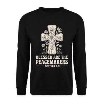  Gesegnet Sind Die Friedensstifter Matthäus 5:9 - Unisex Sweatshirt - black - Front - Alina (178cm) & Michal (187cm)