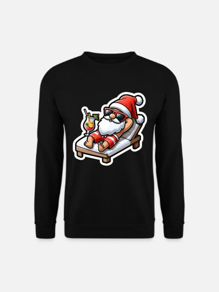 Santa on the beach with cocktail - Unisex Sweatshirt - black