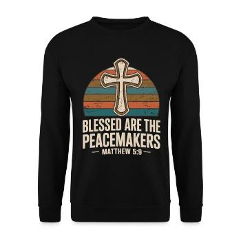 Gesegnet Sind Die Friedensstifter Matthäus 5:9 - Unisex Sweatshirt - black - Front - Alina (178cm) & Michal (187cm)