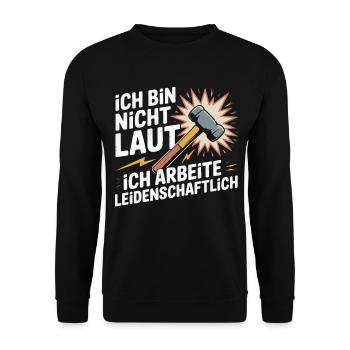 Passion instead of noise – Hammer motif - Unisex Sweatshirt - black - Front - Alina (178cm) & Michal (187cm)