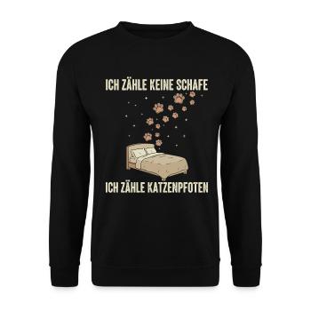 Ich zähle Katzenpfoten Bettdekor - Unisex Pullover - Schwarz - Vorne - Alina (178cm) & Michal (187cm)