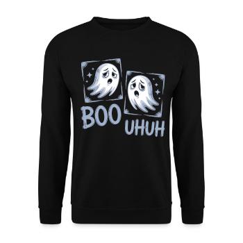 Boo Uhuh – Funny ghost shirt for Halloween - Unisex Sweatshirt - black - Front - Alina (178cm) & Michal (187cm)