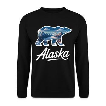 Chemise d’extérieur avec paysage d’Alaska à motif d’ours - Sweat-shirt Unisexe - noir - Devant - Alina (178cm) & Michal (187cm)