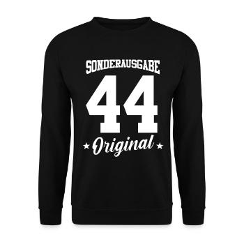 44 Geburtstag - Unisex Pullover - Schwarz - Vorne - Alina (178cm) & Michal (187cm)