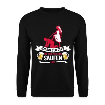 Ich bin der Depp - JGA Team Bräutigam - Unisex Pullover - Schwarz - Vorne - Alina (178cm) & Michal (187cm)
