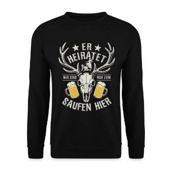 He's getting married - JGA Team Bräutigam - Unisex Sweatshirt - black - Front - Alina (178cm) & Michal (187cm)