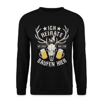 I'm getting married - JGA Team Bräutigam - Unisex Sweatshirt - black - Front - Alina (178cm) & Michal (187cm)