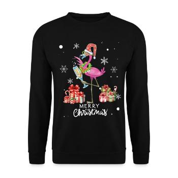 Flamingo à Noël. Cadeau de Noël - Sweat-shirt Unisexe - noir - Devant - Alina (178cm) & Michal (187cm)