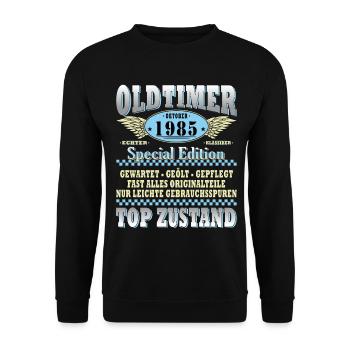 Cadeau 40ème anniversaire Voiture Ancienne Octobre 1985 - Sweat-shirt Unisexe - noir - Devant - Alina (178cm) & Michal (187cm)