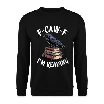 Le corbeau dans les livres – Lire le bonheur - Sweat-shirt Unisexe - noir - Devant - Alina (178cm) & Michal (187cm)