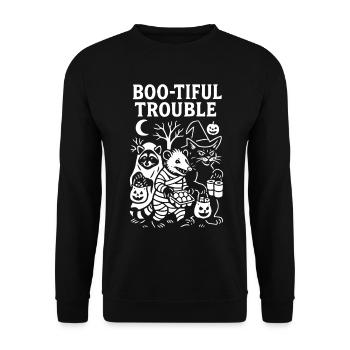 Boo-tiful Trouble Drôle Effrayant Mignon Design - Sweat-shirt Unisexe - noir - Devant - Alina (178cm) & Michal (187cm)