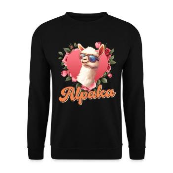 Alpaga Fan ALPAGA Femmes Lama Drôle - Sweat-shirt Unisexe - noir - Devant - Alina (178cm) & Michal (187cm)