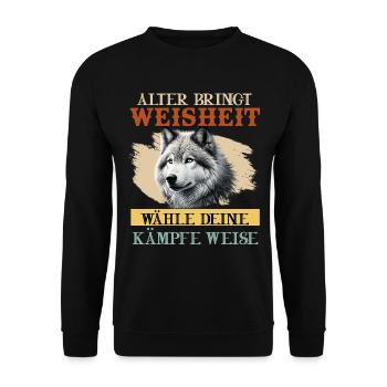 Wolf Spirit ALTER BRINGT WEISHEIT Lustiges - Sweat-shirt Unisexe - noir - Devant - Alina (178cm) & Michal (187cm)