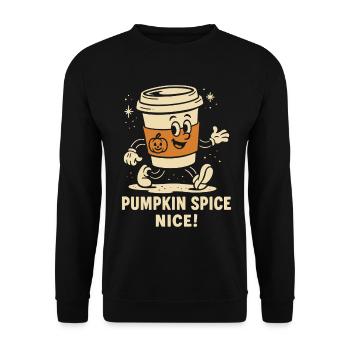 Pumpkin Spice Nice Funny coffee Halloween Saying - Unisex Sweatshirt - black - Front - Alina (178cm) & Michal (187cm)