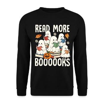 Reading Ghosts Halloween Books - Unisex Sweatshirt - black - Front - Alina (178cm) & Michal (187cm)