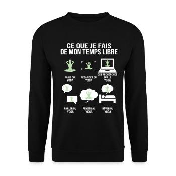 Ce que je fais de mon temps libre Humour Yoga - Sweat-shirt Unisexe - noir - Devant - Alina (178cm) & Michal (187cm)
