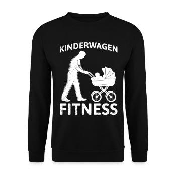 Bald Papa KINDERWAGEN FITNESS LUSTIG - Unisex Pullover - Schwarz - Vorne - Alina (178cm) & Michal (187cm)