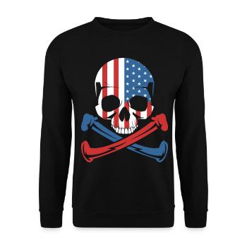 American Flag Skull Shirt - Unisex Sweatshirt - black - Front - Alina (178cm) & Michal (187cm)