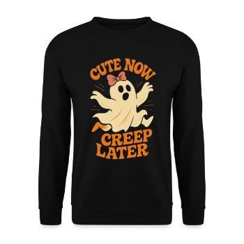 Niedliche Now Creep Later Halloween Kostümidee - Unisex Pullover - Schwarz - Vorne - Alina (178cm) & Michal (187cm)