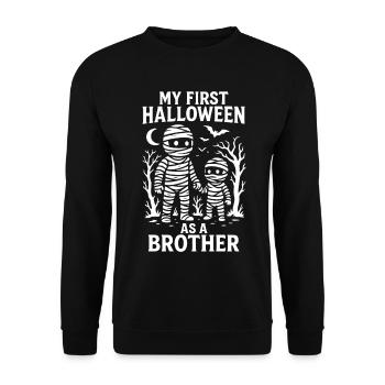 Mein erstes Halloween als Bruder Mumie Kostüm - Unisex Pullover - Schwarz - Vorne - Alina (178cm) & Michal (187cm)