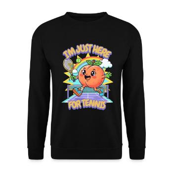 Pfirsich Tennis Paddelsport Pfirsich Frucht - Unisex Pullover - Schwarz - Vorne - Alina (178cm) & Michal (187cm)