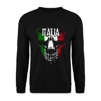 Crâne avec drapeau italien, patriote italien - Sweat-shirt Unisexe - noir - Devant - Alina (178cm) & Michal (187cm)
