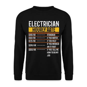 Electrician Hourly Rates Handyman Labor Rates - Unisex Pullover - Schwarz - Vorne - Alina (178cm) & Michal (187cm)