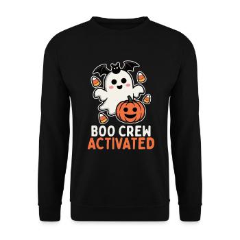 Boo Crew Activated – Süßes Halloween Design - Unisex Pullover - Schwarz - Vorne - Alina (178cm) & Michal (187cm)