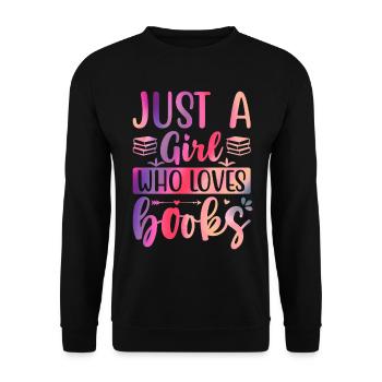 Juste une fille qui aime les livres - Sweat-shirt Unisexe - noir - Devant - Alina (178cm) & Michal (187cm)