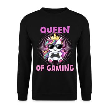 Queen of gaming - unicorn - Unisex Sweatshirt - black - Front - Alina (178cm) & Michal (187cm)