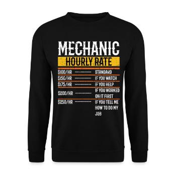 Mécanicien Taux horaire Mécanicien automobile Taux de main-d’œuvre - Sweat-shirt Unisexe - noir - Devant - Alina (178cm) & Michal (187cm)