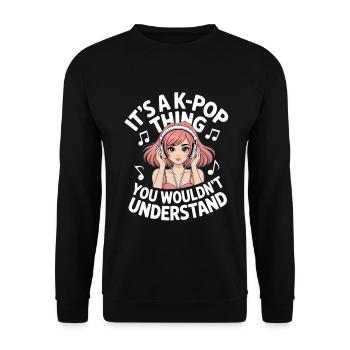 K-Pop Thing Lustig Korea Musik Anime - Unisex Pullover - Schwarz - Vorne - Alina (178cm) & Michal (187cm)