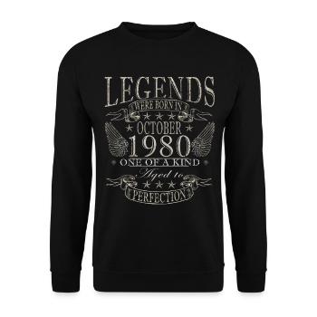 October 1980 Jubilee 1980 Legends October - Unisex Sweatshirt - black - Front - Alina (178cm) & Michal (187cm)