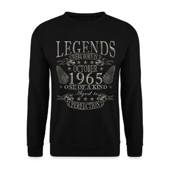 october 1965 anniversary october 1965 october - Unisex Sweatshirt - black - Front - Alina (178cm) & Michal (187cm)
