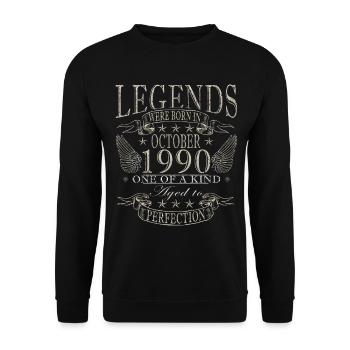 Born October 1990 | Birthday October 1990 - Unisex Sweatshirt - black - Front - Alina (178cm) & Michal (187cm)