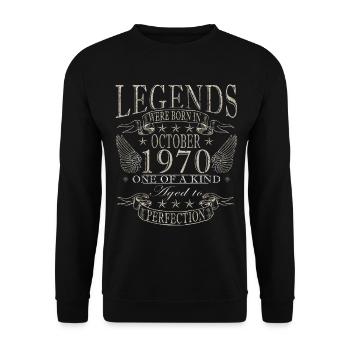 1970 Geboren im oktober 1970 Jahrgang oktober 1970 - Unisex Pullover - Schwarz - Vorne - Alina (178cm) & Michal (187cm)