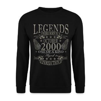 Born October 2000 | Birthday October 2000 - Unisex Sweatshirt - black - Front - Alina (178cm) & Michal (187cm)