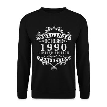 October 1990 Birthday Gift - October 1990 - Unisex Sweatshirt - black - Front - Alina (178cm) & Michal (187cm)