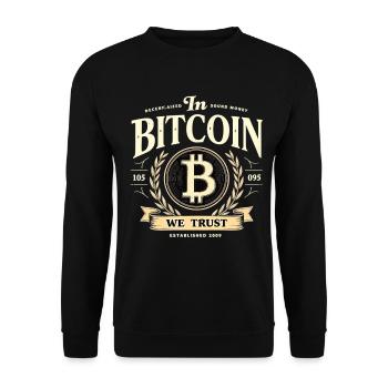 Dans Bitcoin We Trust – Crypto Vintage Btc - Sweat-shirt Unisexe - noir - Devant - Alina (178cm) & Michal (187cm)