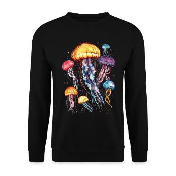 Qualle Jellyfish Feuerqualle Medusa Süße Quallen - Unisex Pullover - Schwarz - Vorne - Alina (178cm) & Michal (187cm)