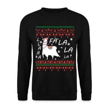 Lama Hässlicher Weihnachtspullover - Unisex Pullover - Schwarz - Vorne - Alina (178cm) & Michal (187cm)