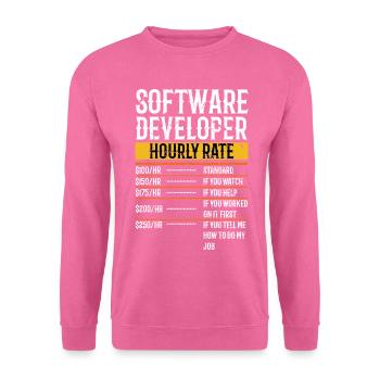Développeur de logiciels Taux horaire Développeur de logiciels - Sweat-shirt Unisexe - rose - Devant